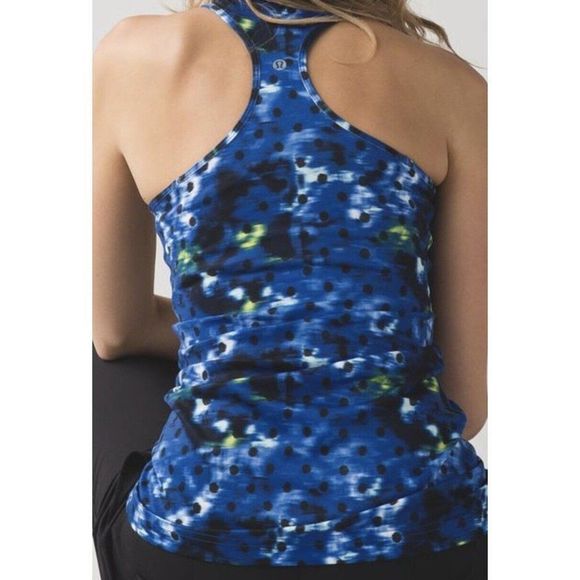 Lululemon Cool Racerback Windy Blooms Saphire Blue Multi Fitness Tank Size 4? - Picture 3 of 8